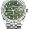 Rolex Datejust 36mm Stainless Steel 126284rbr Olive Green Palm Diamond Jubilee -Omega Shop m126284rbr 0047