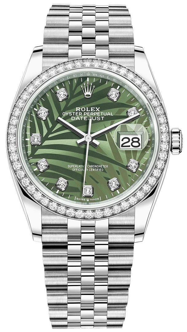 Rolex Datejust 36mm Stainless Steel 126284rbr Olive Green Palm Diamond Jubilee Rolex Datejust 36mm Stainless Steel 126284rbr Olive Green Palm Diamond Jubilee -Omega Shop m126284rbr 0047