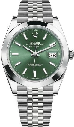 Rolex Datejust 41mm Stainless Steel 126300 Mint Green Jubilee