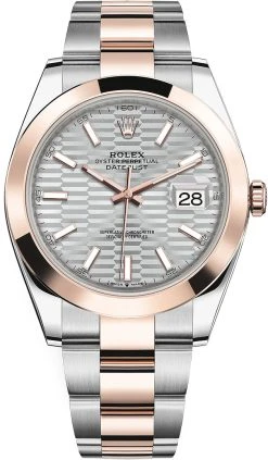 Rolex Datejust 41mm Steel And Everose Gold 126301 Silver Fluted Oyster