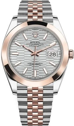 Rolex Datejust 41mm Steel And Everose Gold 126301 Silver Fluted Jubilee