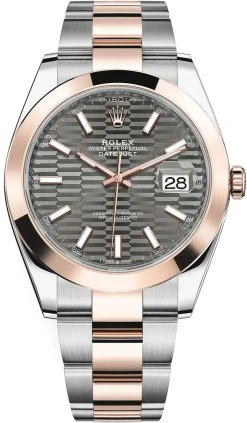 Rolex Datejust 41mm Steel And Everose Gold 126301 Slate Fluted Oyster