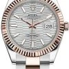 Rolex Datejust 41mm Steel And Everose Gold 126331 Silver Fluted Oyster