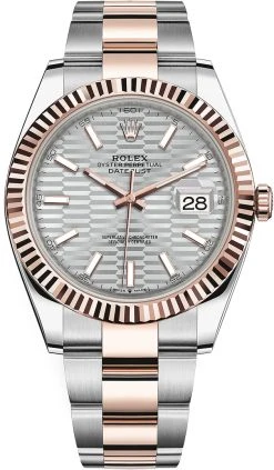 Rolex Datejust 41mm Steel And Everose Gold 126331 Silver Fluted Oyster