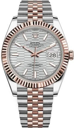 Rolex Datejust 41mm Steel And Everose Gold 126331 Silver Fluted Jubilee