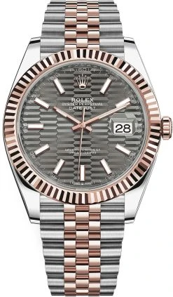 Rolex Datejust 41mm Steel And Everose Gold 126331 Slate Fluted Jubilee