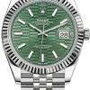 Rolex Datejust 41mm Stainless Steel 126334 Mint Green Fluted Jubilee -Omega Shop m126334 0030