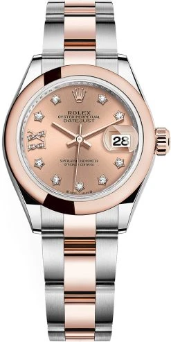 Rolex Lady Datejust 28mm Stainless Steel And Everose Gold 279161 Rose 17 Diamond Oyster