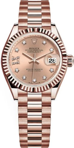 Rolex Lady Datejust 28mm Everose Gold 279175 Rose 17 Diamond President