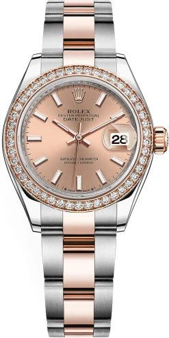 Rolex Lady Datejust 28mm Stainless Steel And Everose Gold 279381RBR Rose Index Oyster