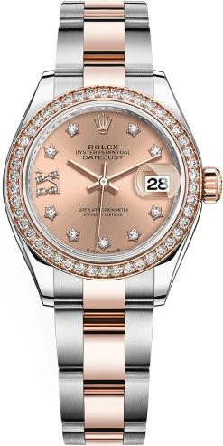 Rolex Lady Datejust 28mm Stainless Steel And Everose Gold 279381RBR Rose 17 Diamond Oyster